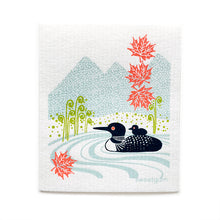 Load image into Gallery viewer, Loons on the lake Swedish Dishcloth