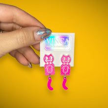 Load image into Gallery viewer, Kitten CLAW-K Officially Licensed Kit-Cat Klock® Earrings in Pink