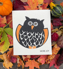 Load image into Gallery viewer, Owl Swedish Dishcloth |  Orange &amp; Black (Fall/Halloween)