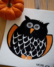 Load image into Gallery viewer, Owl Swedish Dishcloth |  Orange &amp; Black (Fall/Halloween)