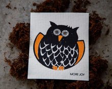 Load image into Gallery viewer, Owl Swedish Dishcloth |  Orange &amp; Black (Fall/Halloween)