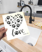 Load image into Gallery viewer, Paw Print Heart Swedish Dishcloth | Dog Lovers