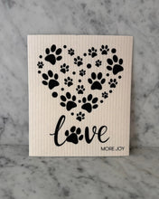 Load image into Gallery viewer, Paw Print Heart Swedish Dishcloth | Dog Lovers