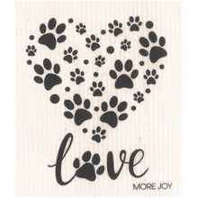 Load image into Gallery viewer, Paw Print Heart Swedish Dishcloth | Dog Lovers