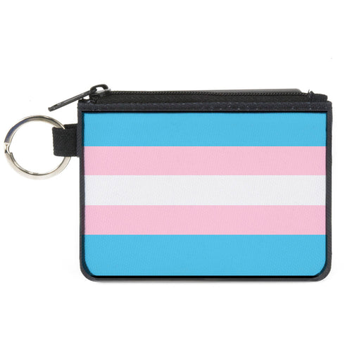 Canvas Zipper Wallet - MINI X-SMALL - Flag Transgender Baby Blue Baby Pink White