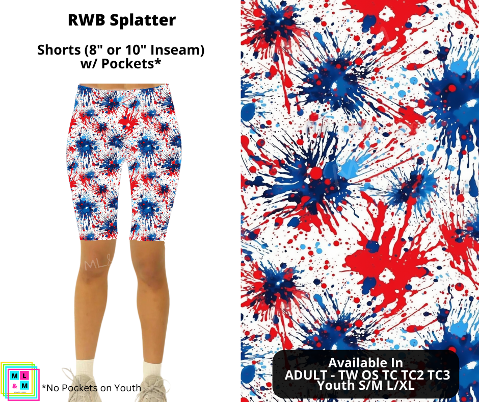 RWB Splatter Shorts by ML&M