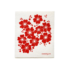Load image into Gallery viewer, Red Flowers Swedish Dishcloth