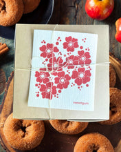 Load image into Gallery viewer, Red Flowers Swedish Dishcloth
