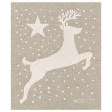 Load image into Gallery viewer, Reindeer with Snowflakes Swedish Dishcloth |  Gray and white