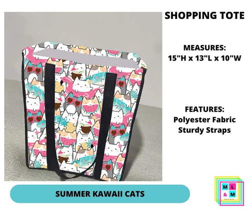 Summer Kawaii Cats Shopping Tote by ML&M