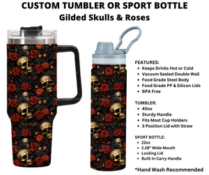 Gilded Skulls & Roses Custom Tumbler