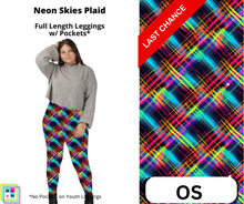 Load image into Gallery viewer, Neon Skies Plaid Full Length Leggings w/ Pockets By ML&amp;M