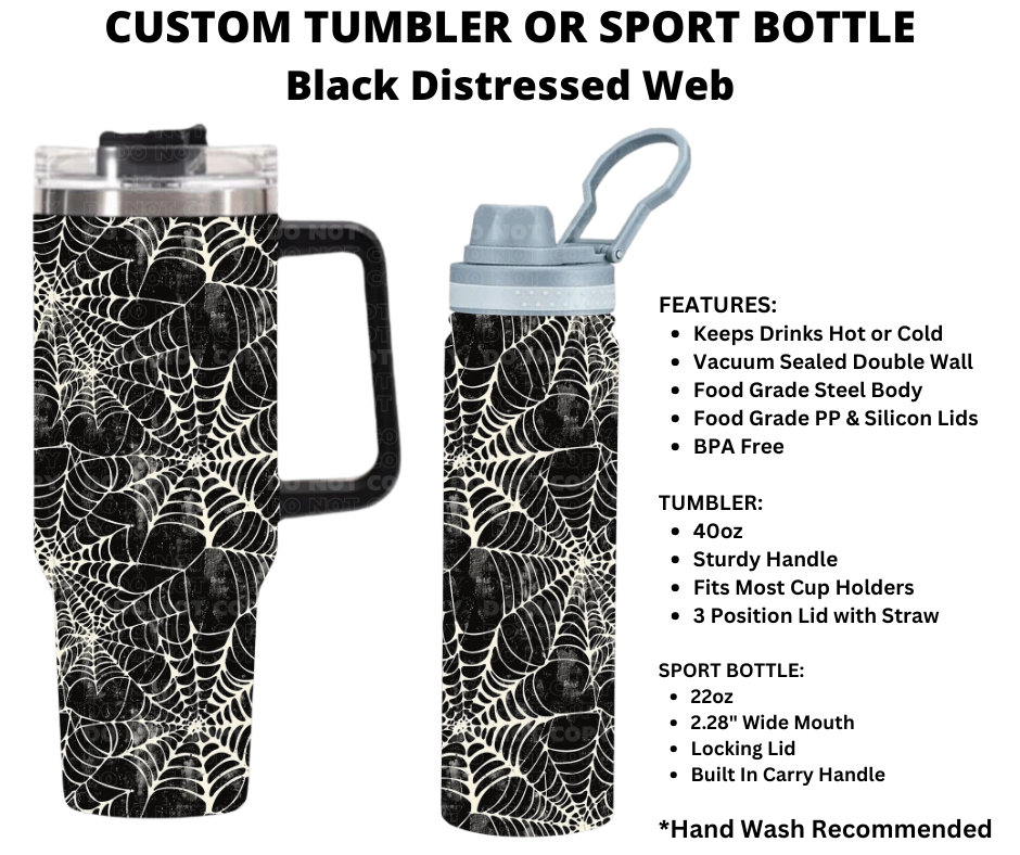 Black Distressed Web Custom Tumbler