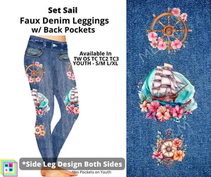 Set Sail Full Length Faux Denim w/ Side Leg Designs by ML&M