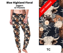 Load image into Gallery viewer, Blue Highland Floral Joggers