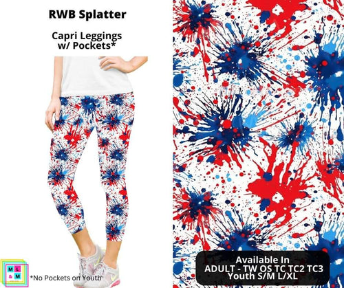 RWB Splatter Capri Length Leggings w/ Pockets by ML&M