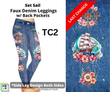 Load image into Gallery viewer, Set Sail Full Length Faux Denim w/ Side Leg Designs