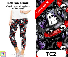 Load image into Gallery viewer, Red Pool Ghoul Capri Length Leggings w/ Pockets by ML&amp;M