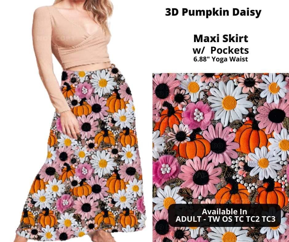 3D Pumpkin Daisy Maxi Skirt by ML&M