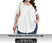 Load image into Gallery viewer, Preorder! Closes 10/30. ETA Jan. White Modern Pleated Tunic Top