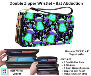 Bat Abduction Double Zipper Wristlet by ML&M!