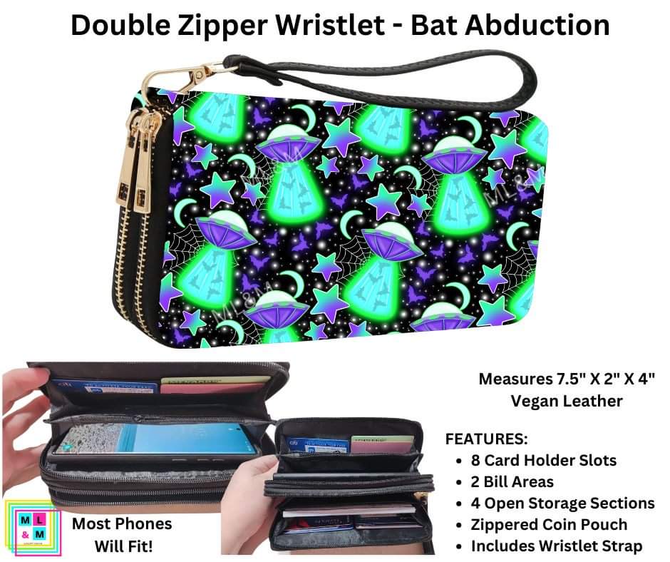 Bat Abduction Double Zipper Wristlet by ML&M!