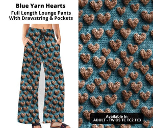 Preorder! Closes 11/4. ETA Jan. Blue Yarn Hearts Full Length Lounge Pants