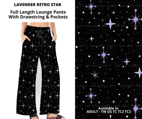 Preorder by ML&M! Closes 7/8. ETA Sept. Lavender Retro Star Full Length Lounge Pants