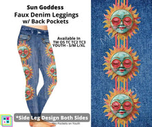 Load image into Gallery viewer, Sun Goddess Full Length Faux Denim w/ Side Leg Designs