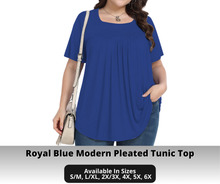 Load image into Gallery viewer, Preorder! Closes 10/30. ETA Jan. Royal Blue Modern Pleated Tunic Top