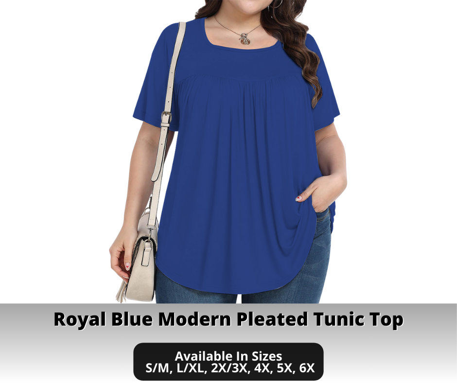 Preorder! Closes 10/30. ETA Jan. Royal Blue Modern Pleated Tunic Top