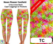 Load image into Gallery viewer, Neon Flower Confetti Criss Cross Capri w/ Pockets by ML&amp;M