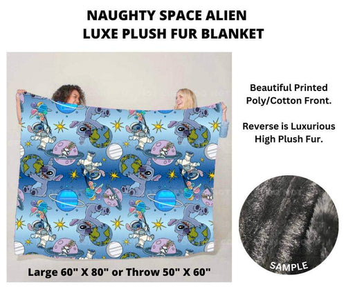 Preorder by ML&M! Closes 7/4. ETA Sept. Naughty Space Alien Luxe Plush Fur Blanket 2 Sizes