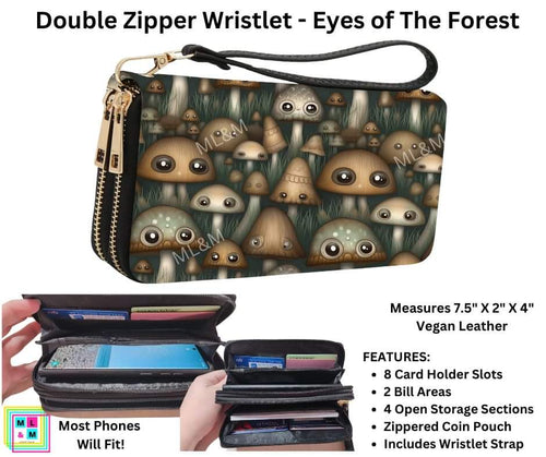 Eyes of The Forest Double Zipper Wristlet by ML&M!