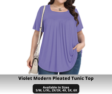 Load image into Gallery viewer, Preorder! Closes 10/30. ETA Jan. Violet Modern Pleated Tunic Top