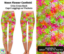 Load image into Gallery viewer, Neon Flower Confetti Criss Cross Capri w/ Pockets by ML&amp;M