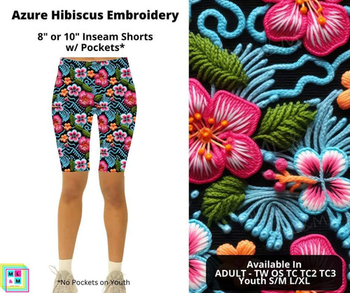 Azure Hibiscus Embroidery Shorts by ML&M