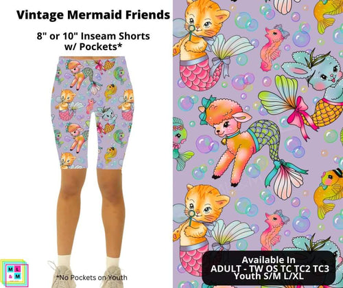 Vintage Mermaid Friends Shorts by ML&M