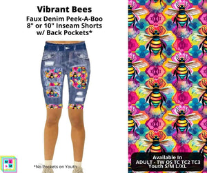 Vibrant Bees Faux Denim Shorts by ML&M