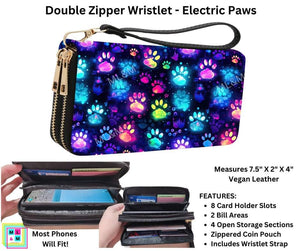Electric Paws Double Zipper Wristlet by ML&M!