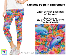 Load image into Gallery viewer, Rainbow Dolphin Embroidery Capri Length w/ Pockets