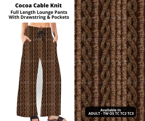 Preorder! Closes 11/4. ETA Jan. Cocoa Cable Knit Full Length Lounge Pants