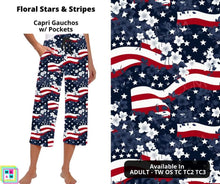 Load image into Gallery viewer, Floral Stars &amp; Stripes Capri Gauchos