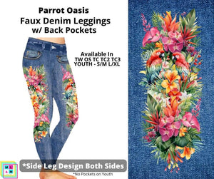 Parrot Oasis Full Length Faux Denim w/ Side Leg Designs