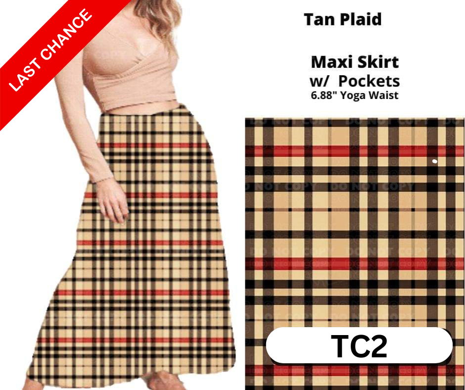 Tan Plaid Maxi Skirt