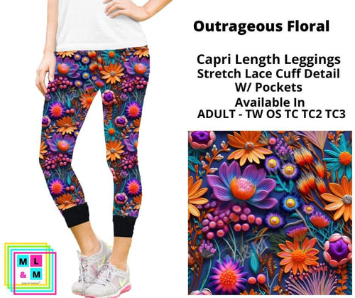 Outrageous Floral Lace Cuff Capris w/ Pockets by ML&M