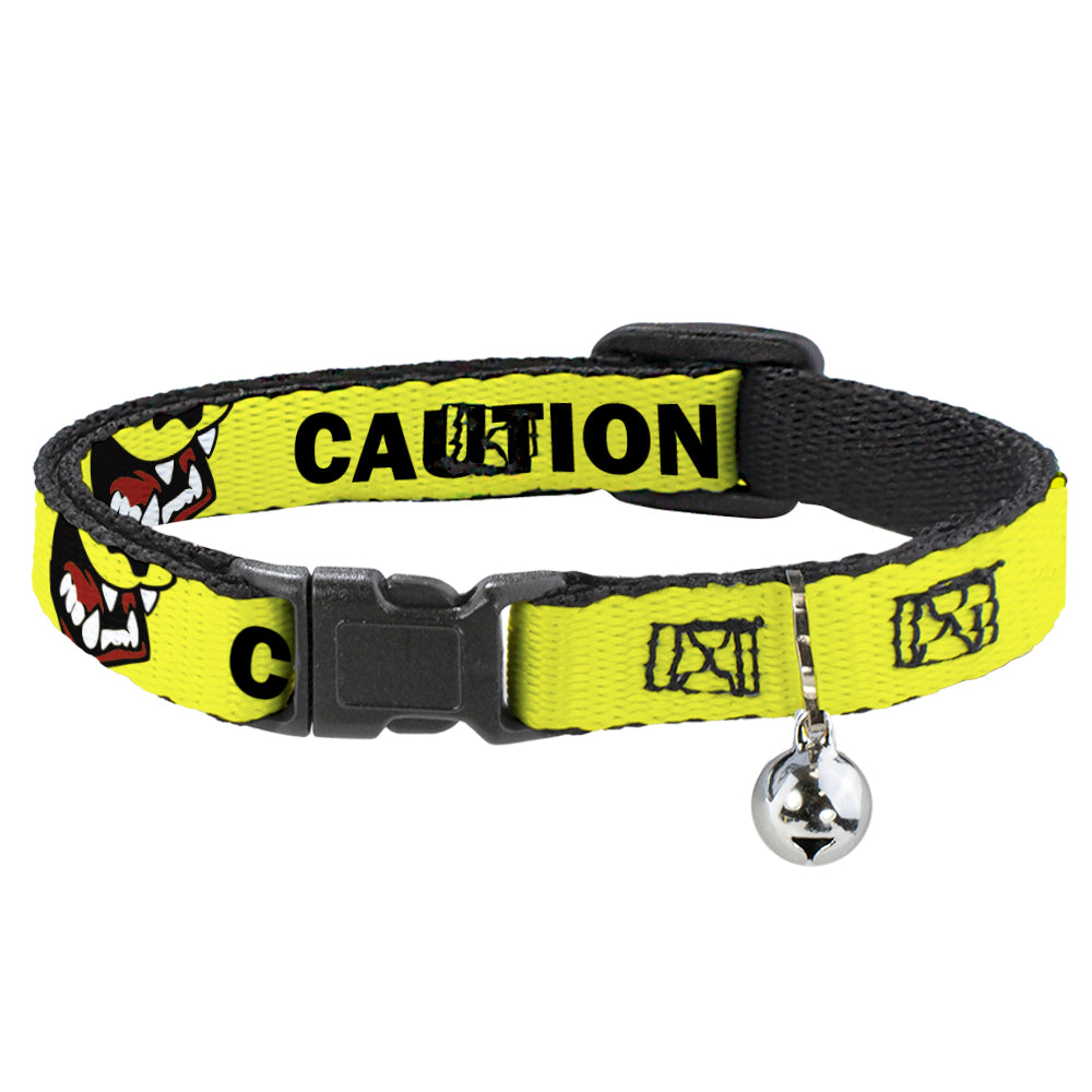 Cat Collar Breakaway - Pet Quote CAUTION I BITE Dog Growl Yellow Black