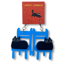 Load image into Gallery viewer, Sarah's Scribbles Cat on Chair Earrings