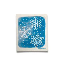 Load image into Gallery viewer, Blue &amp; White Snowflakes Swedish Dishcloth