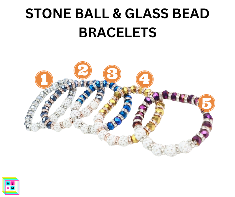 Stone Ball & Glass Bead Bracelets